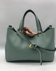 Steve Madden Mint Green Pebbled Satchel With Scarf