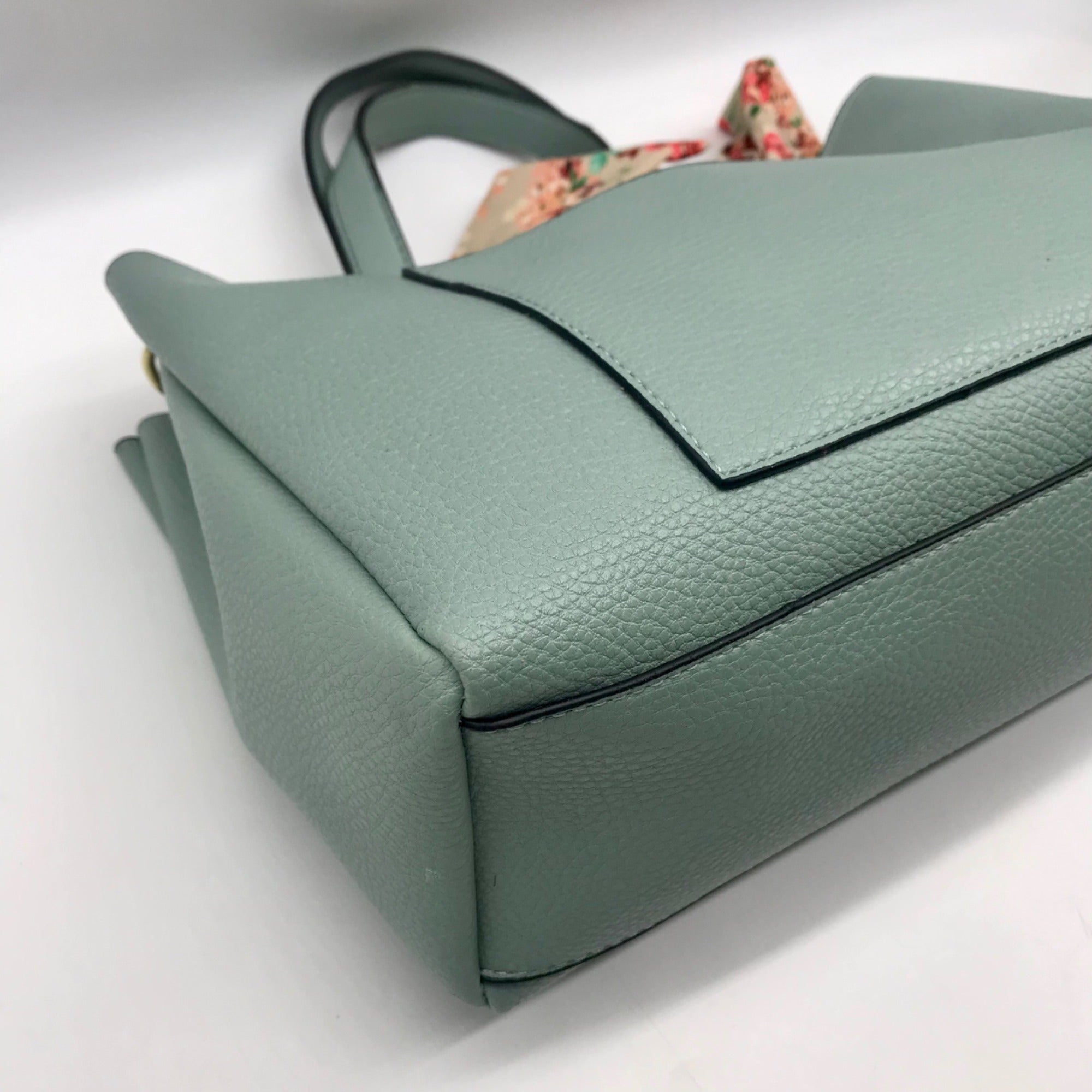 Steve Madden Mint Green Pebbled Satchel With Scarf