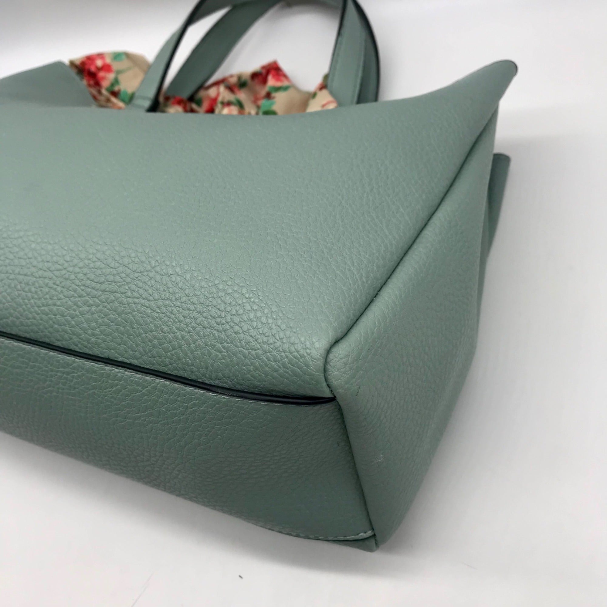 Steve Madden Mint Green Pebbled Satchel With Scarf