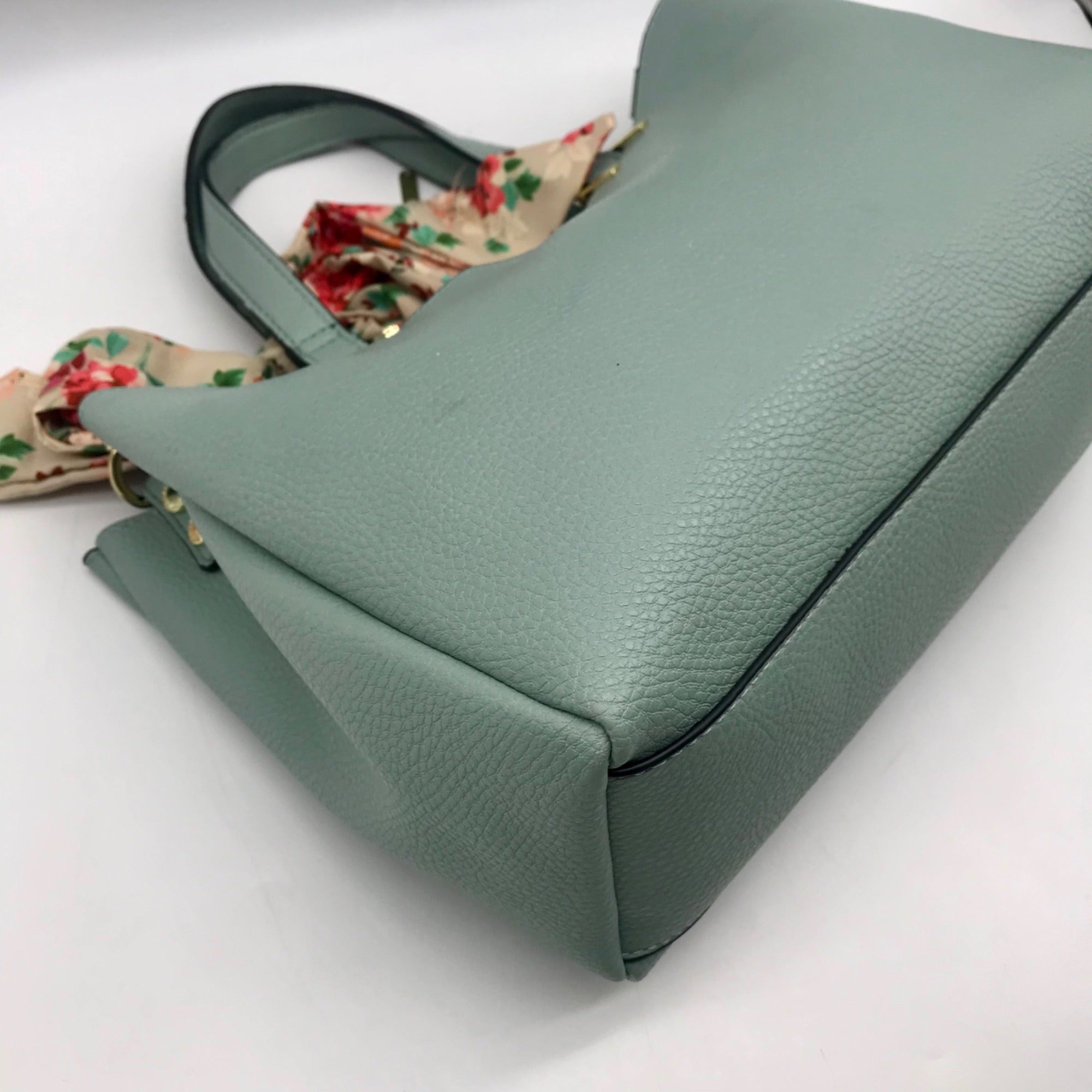 Steve Madden Mint Green Pebbled Satchel With Scarf