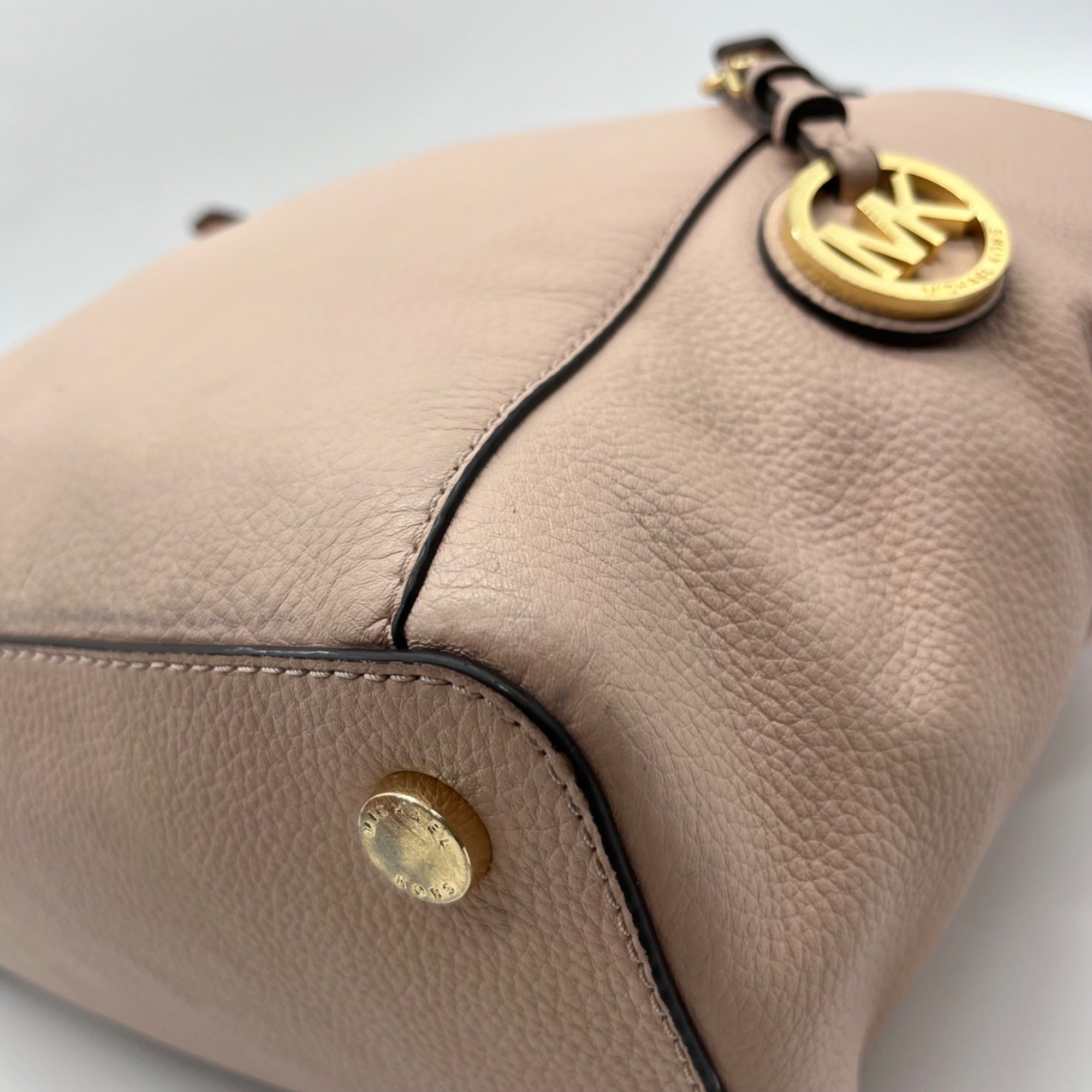 Michael Kors Light Pink Pebbled Leather Jet Set Tote &amp; Wristlet