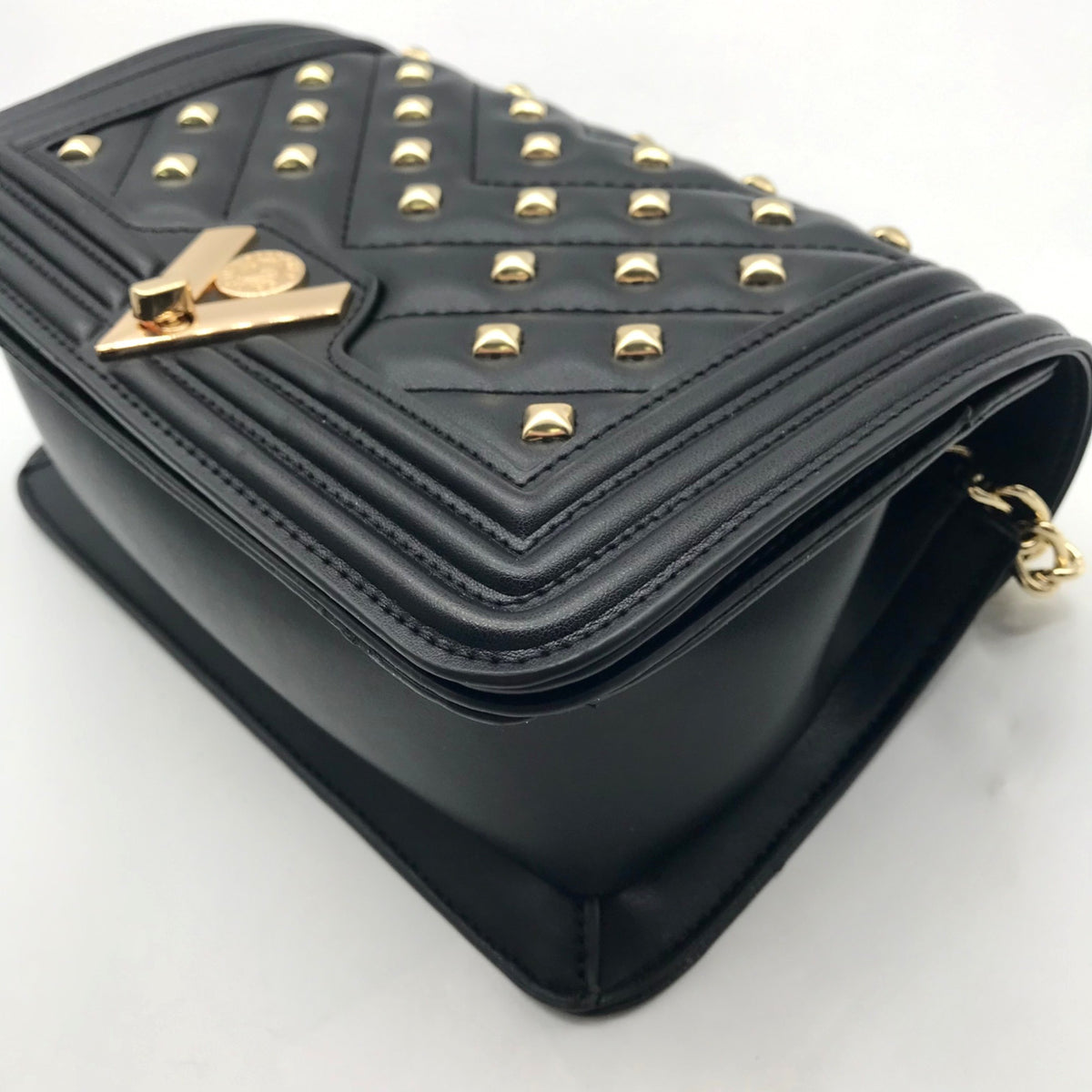 Valentino Orlandi Black Quilted Diamond Crossbody Bag