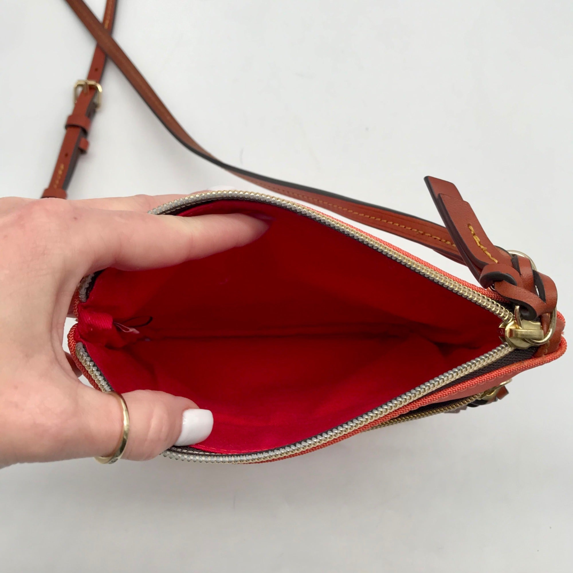 Dooney &amp; Bourke Orange Nylon Double Zip Crossbody