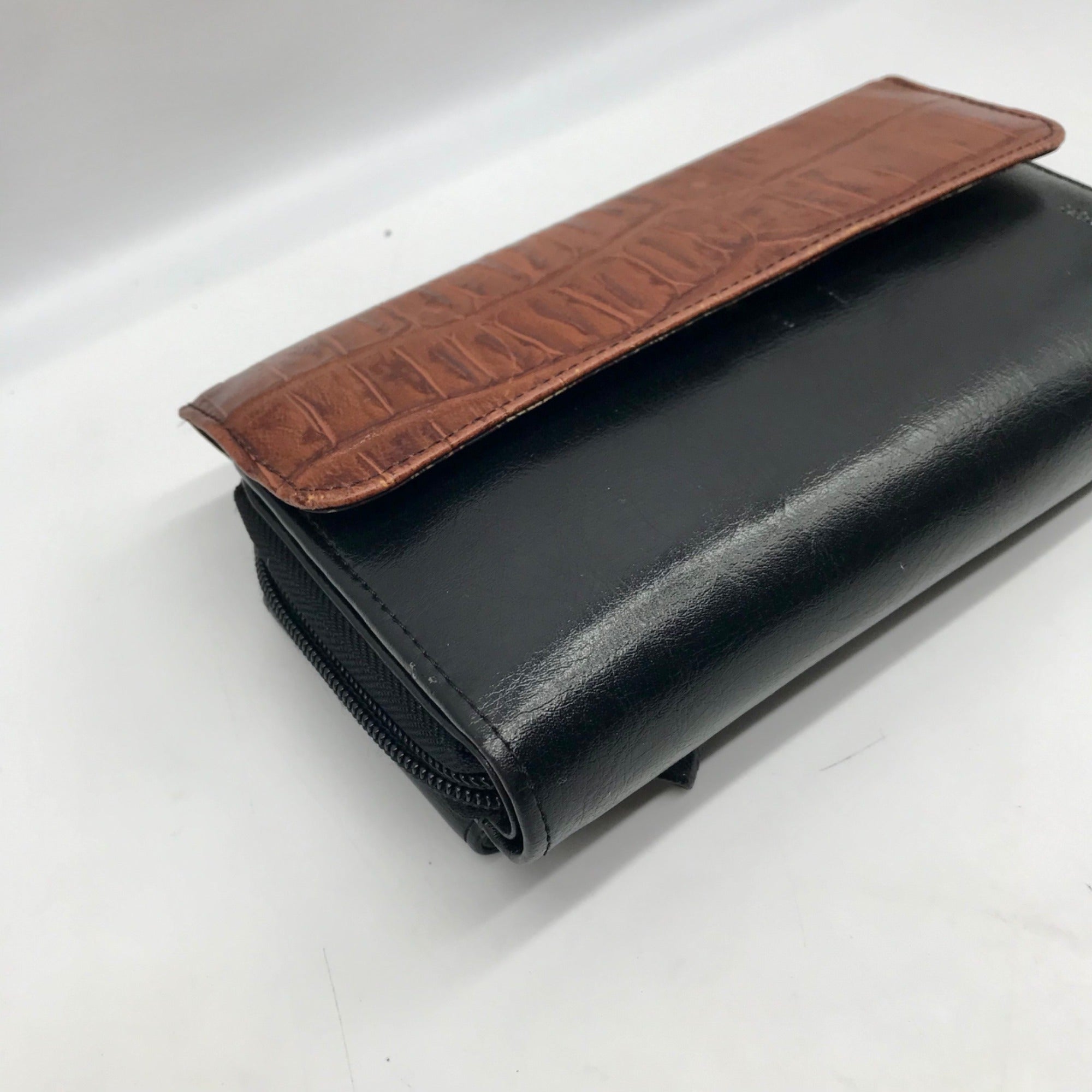 Bellerose Black &amp; Brown Faux Leather Wallet Crossbody