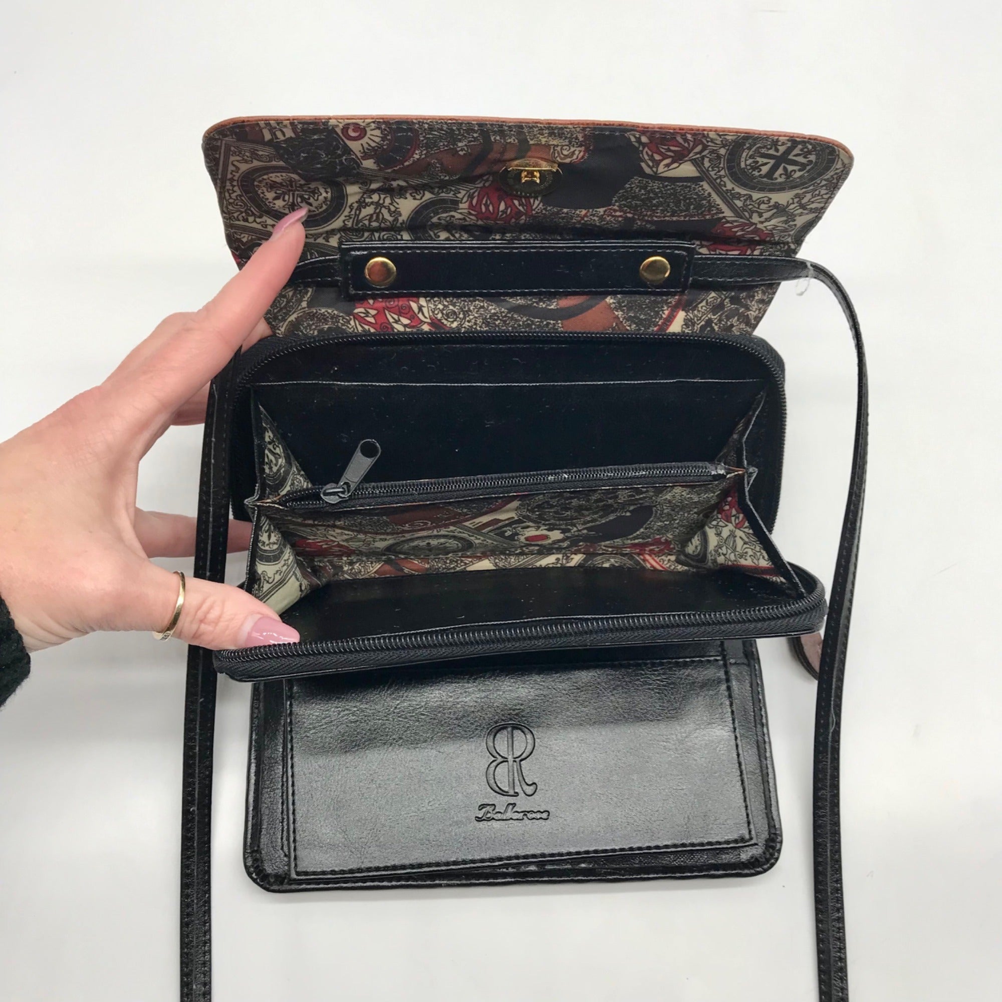 Bellerose Black &amp; Brown Faux Leather Wallet Crossbody