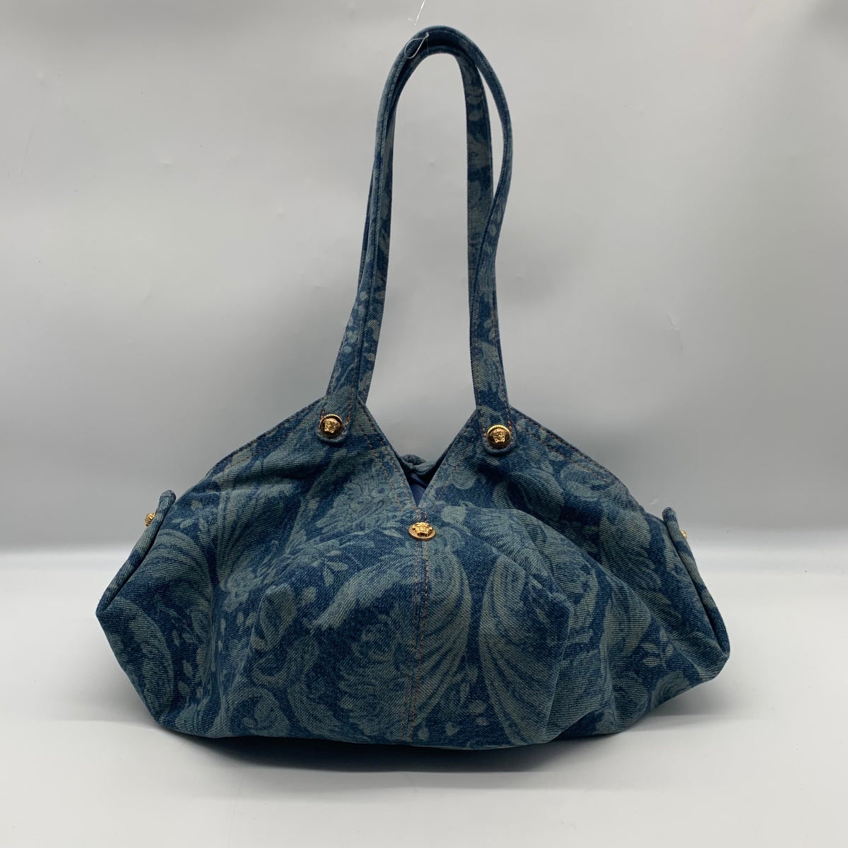 Versace Blue Denim Protea Tote Bag