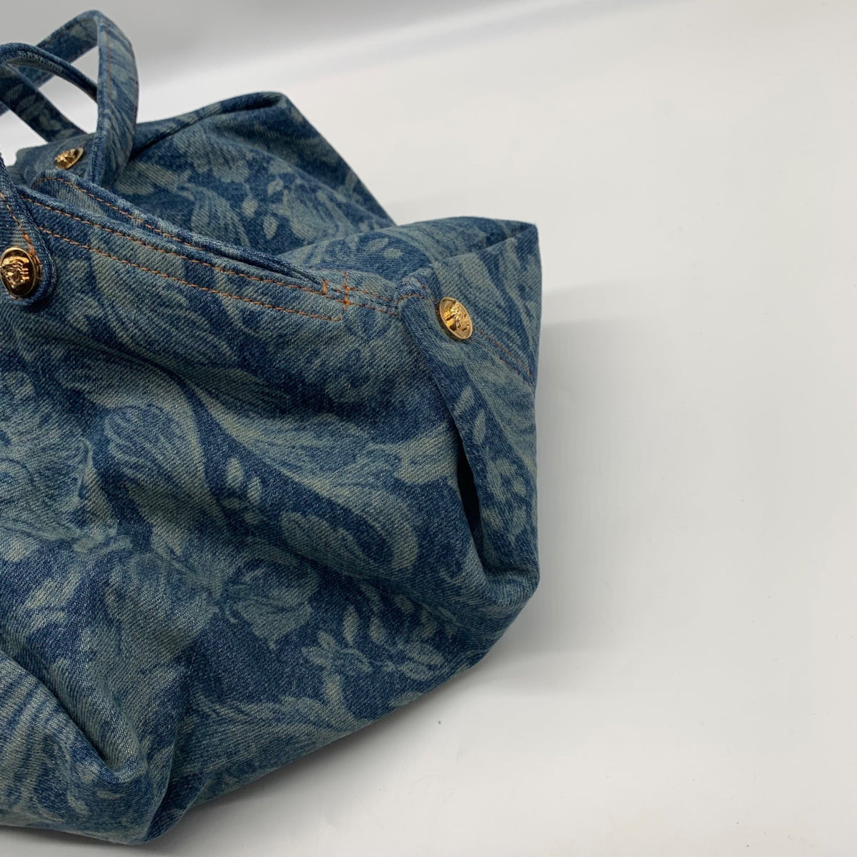 Versace Blue Denim Protea Tote Bag
