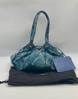 Versace Blue Denim Protea Tote Bag
