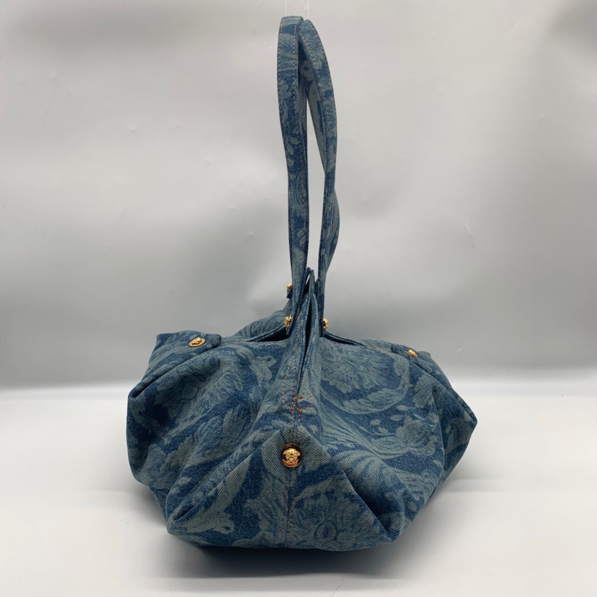 Versace Blue Denim Protea Tote Bag
