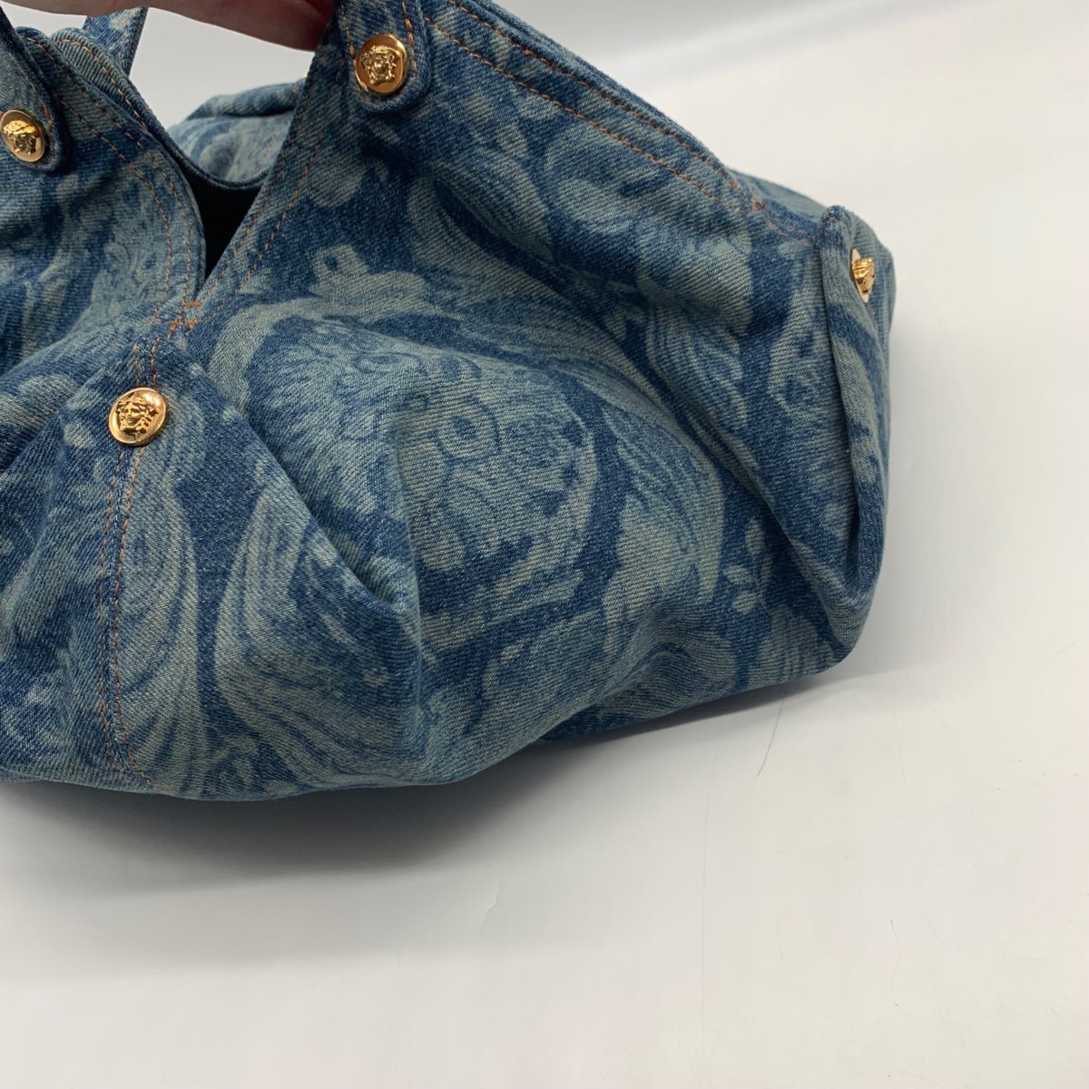 Versace Blue Denim Protea Tote Bag