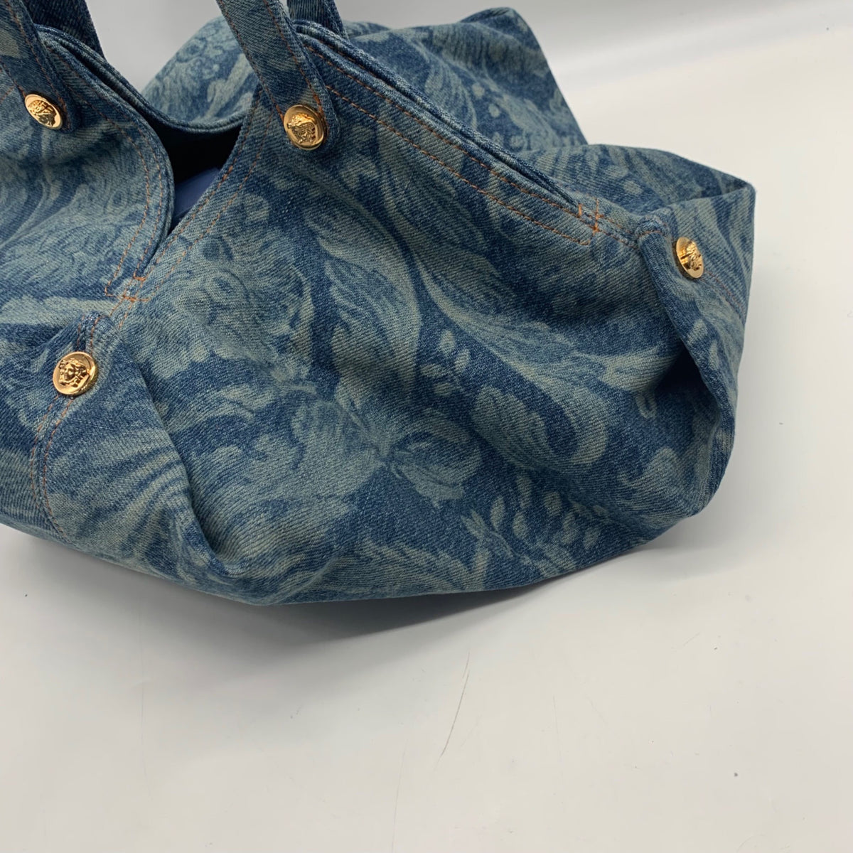 Versace Blue Denim Protea Tote Bag