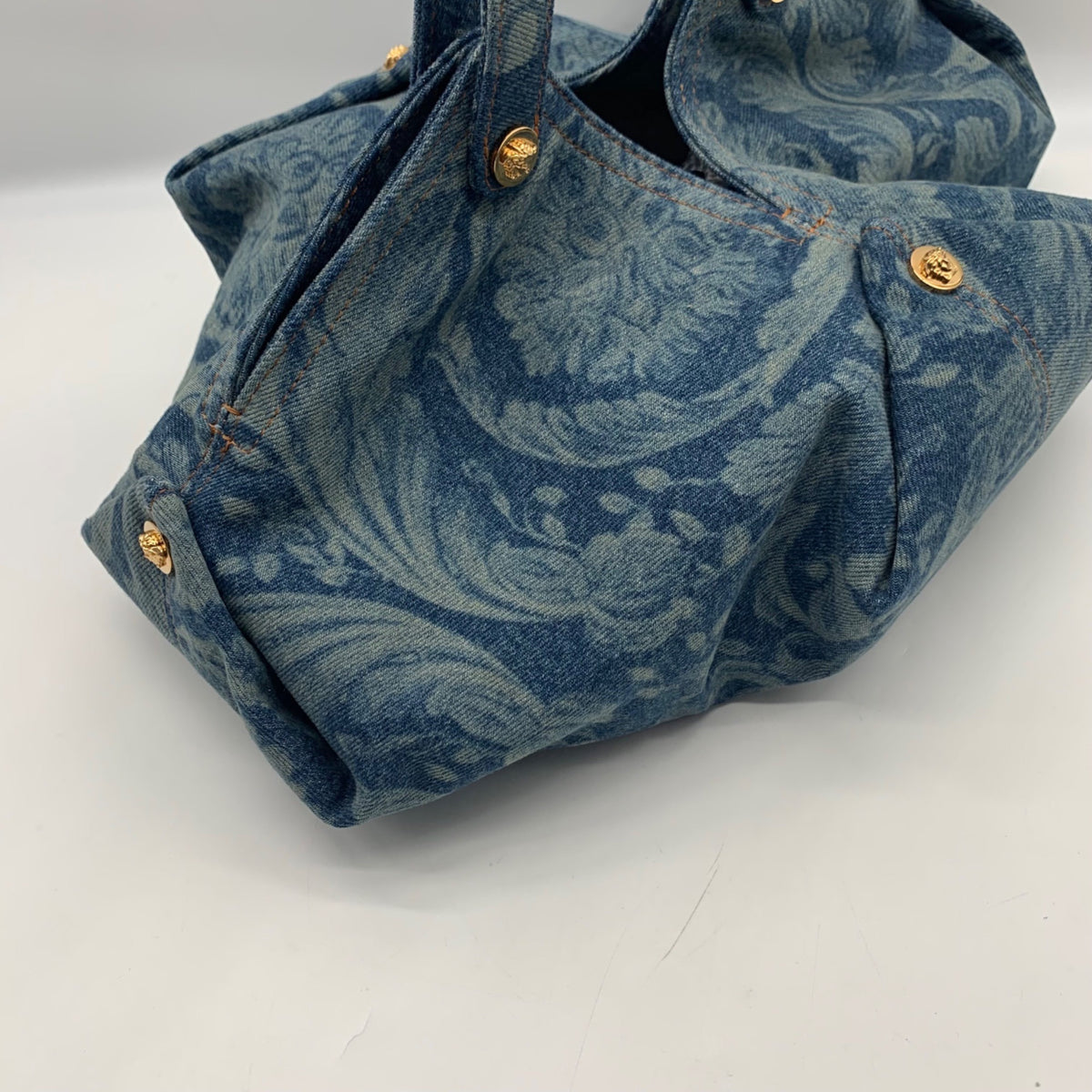 Versace Blue Denim Protea Tote Bag