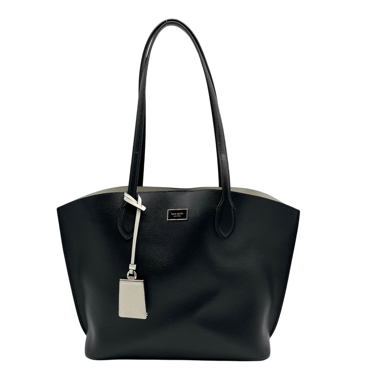 Kate Spade Black Crossgrain Leather Suite Work Tote Bag