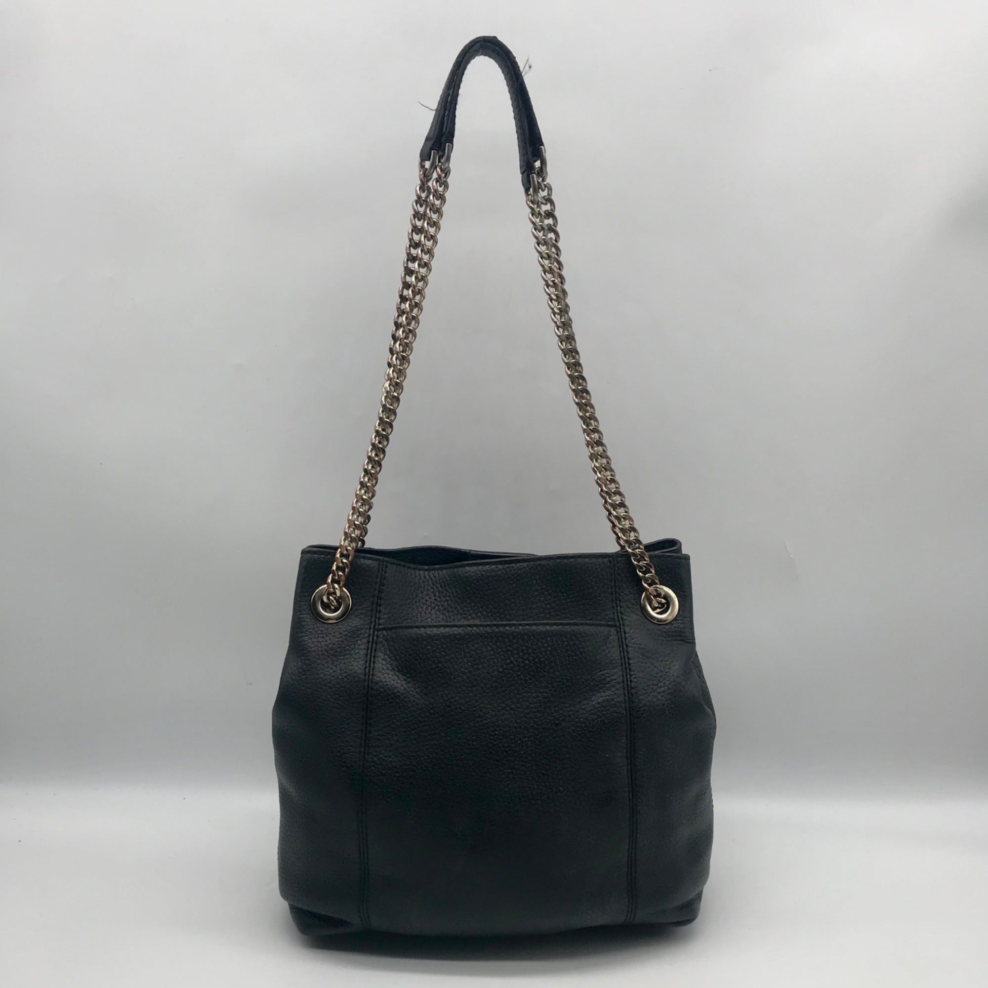 Michael Kors Black Pebbled Leather Jet Set Chain Medium Shoulder Tote