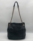 Michael Kors Black Pebbled Leather Jet Set Chain Medium Shoulder Tote