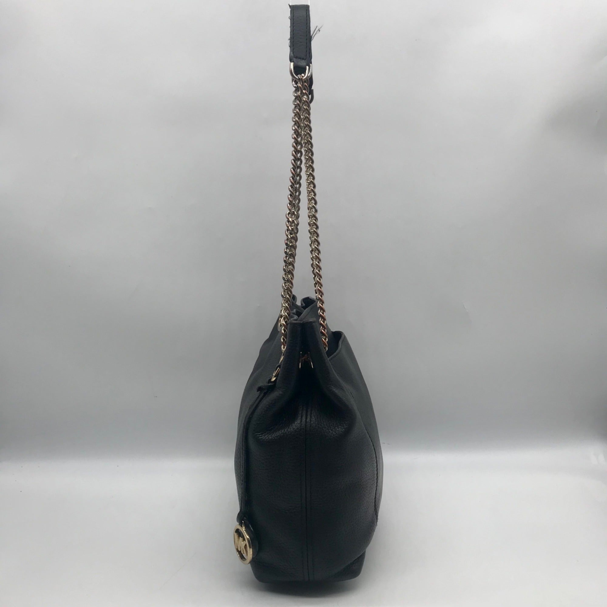 Michael Kors Black Pebbled Leather Jet Set Chain Medium Shoulder Tote