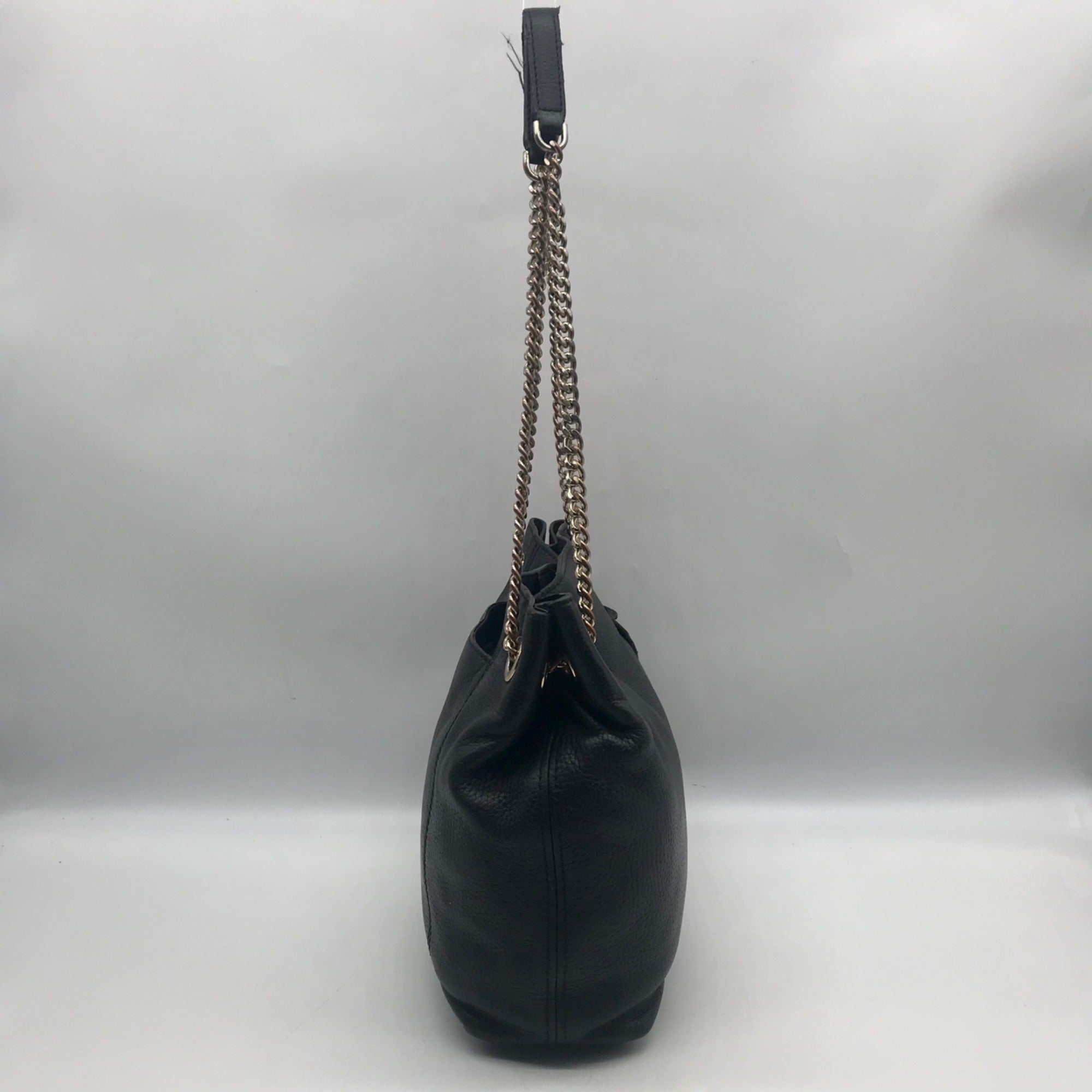 Michael Kors Black Pebbled Leather Jet Set Chain Medium Shoulder Tote