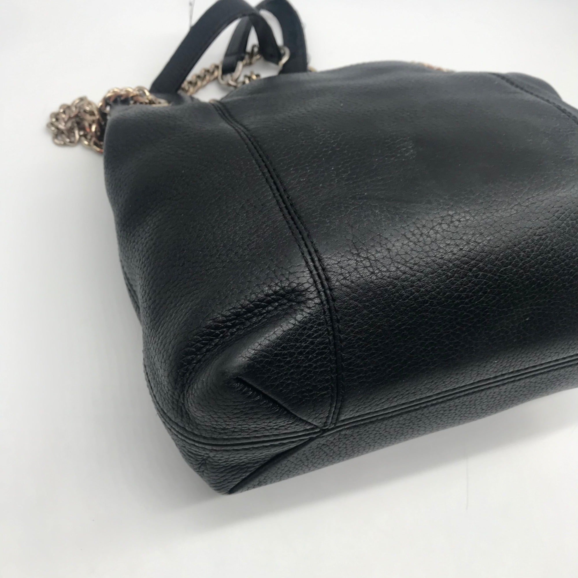 Michael Kors Black Pebbled Leather Jet Set Chain Medium Shoulder Tote