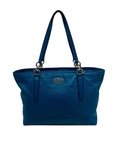 Coach Blue Pebbled Leather Tote Bag With Wallet