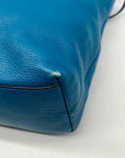 Coach Blue Pebbled Leather Tote Bag With Wallet