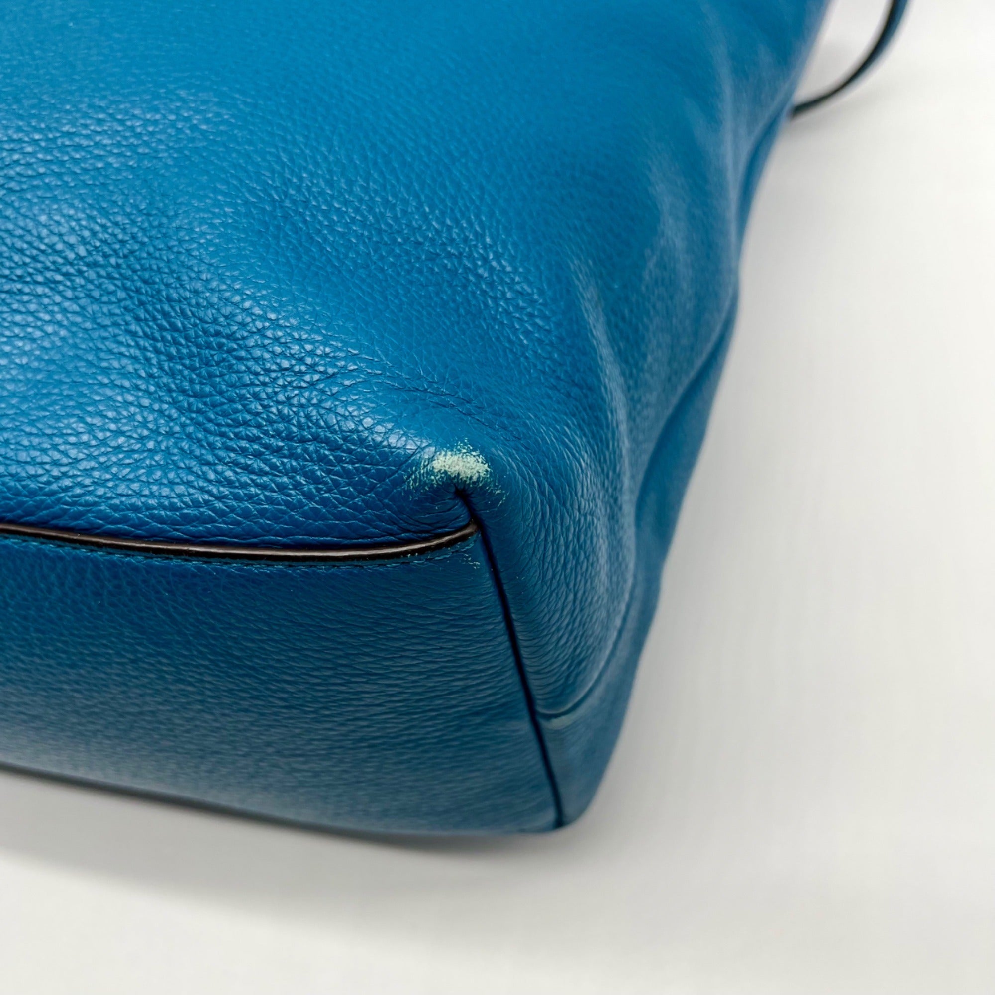 Coach Blue Pebbled Leather Tote Bag With Wallet