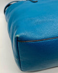 Coach Blue Pebbled Leather Tote Bag With Wallet