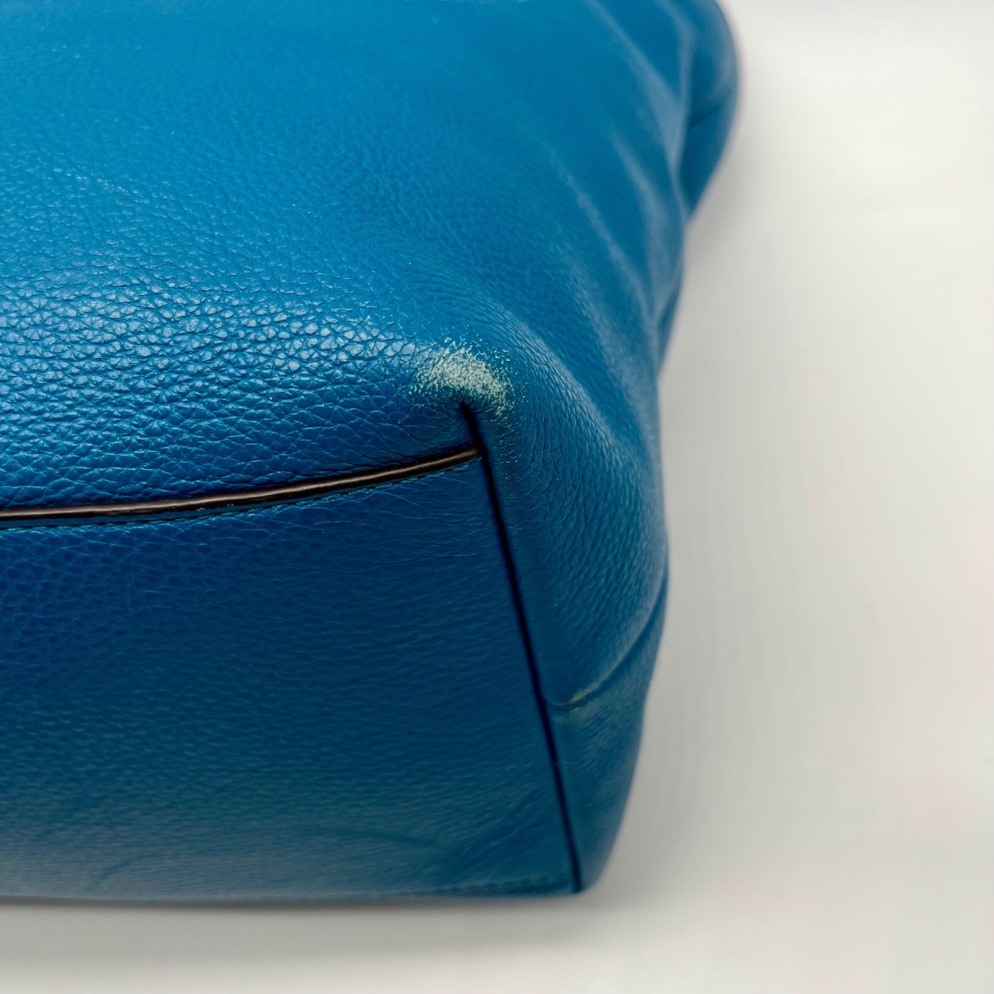 Coach Blue Pebbled Leather Tote Bag With Wallet