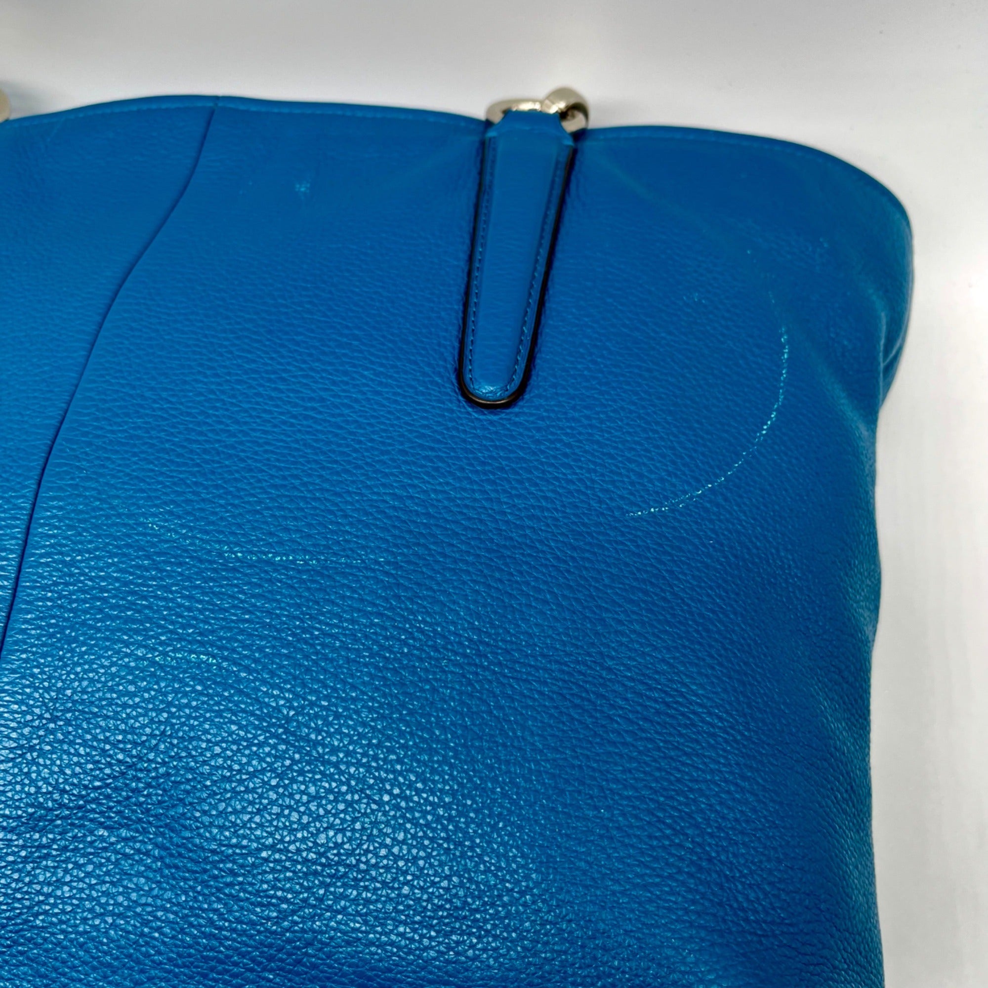Coach Blue Pebbled Leather Tote Bag With Wallet