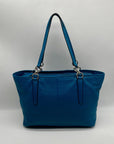 Coach Blue Pebbled Leather Tote Bag With Wallet