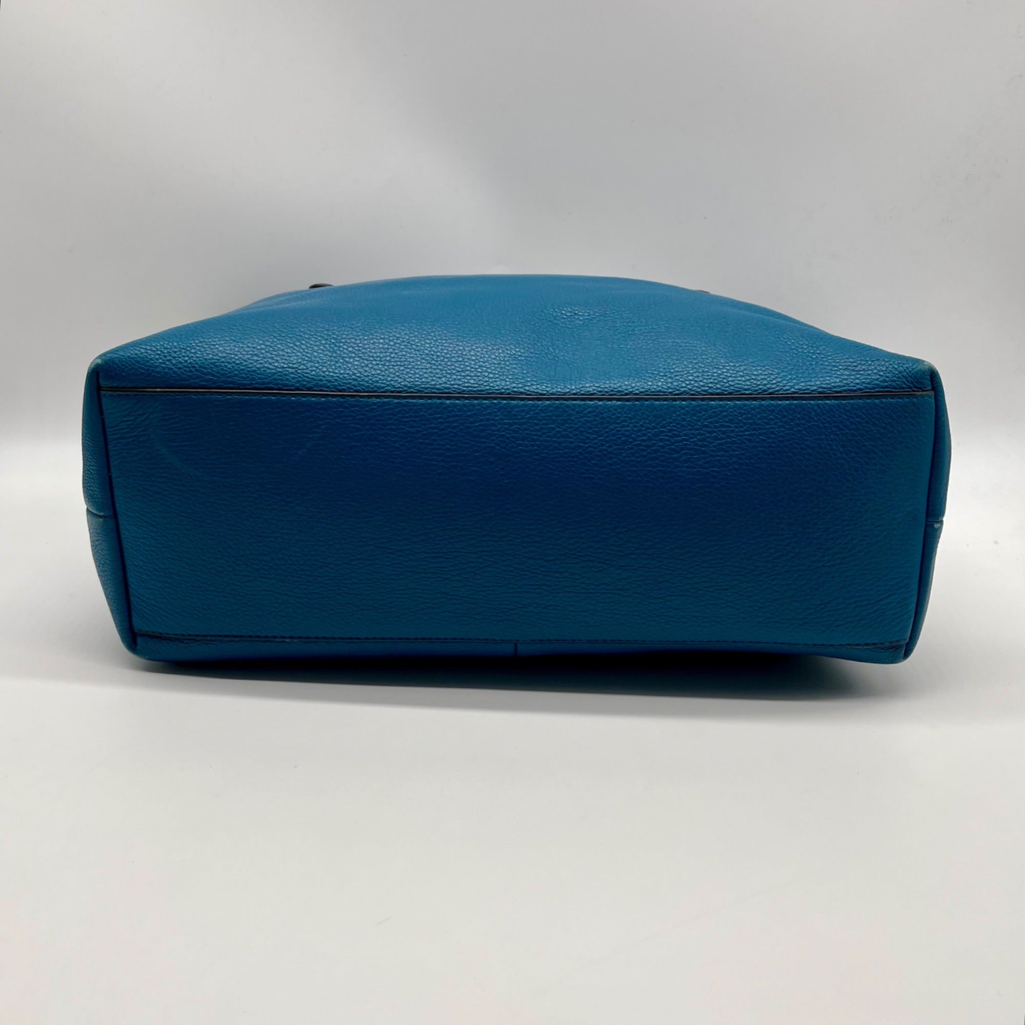 Coach Blue Pebbled Leather Tote Bag With Wallet