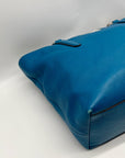 Coach Blue Pebbled Leather Tote Bag With Wallet
