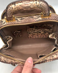 Suarez New York Tan Python Double Zip Crossbody Bag