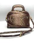 Suarez New York Tan Python Double Zip Crossbody Bag