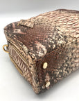 Suarez New York Tan Python Double Zip Crossbody Bag