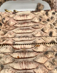 Suarez New York Tan Python Double Zip Crossbody Bag