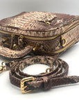 Suarez New York Tan Python Double Zip Crossbody Bag