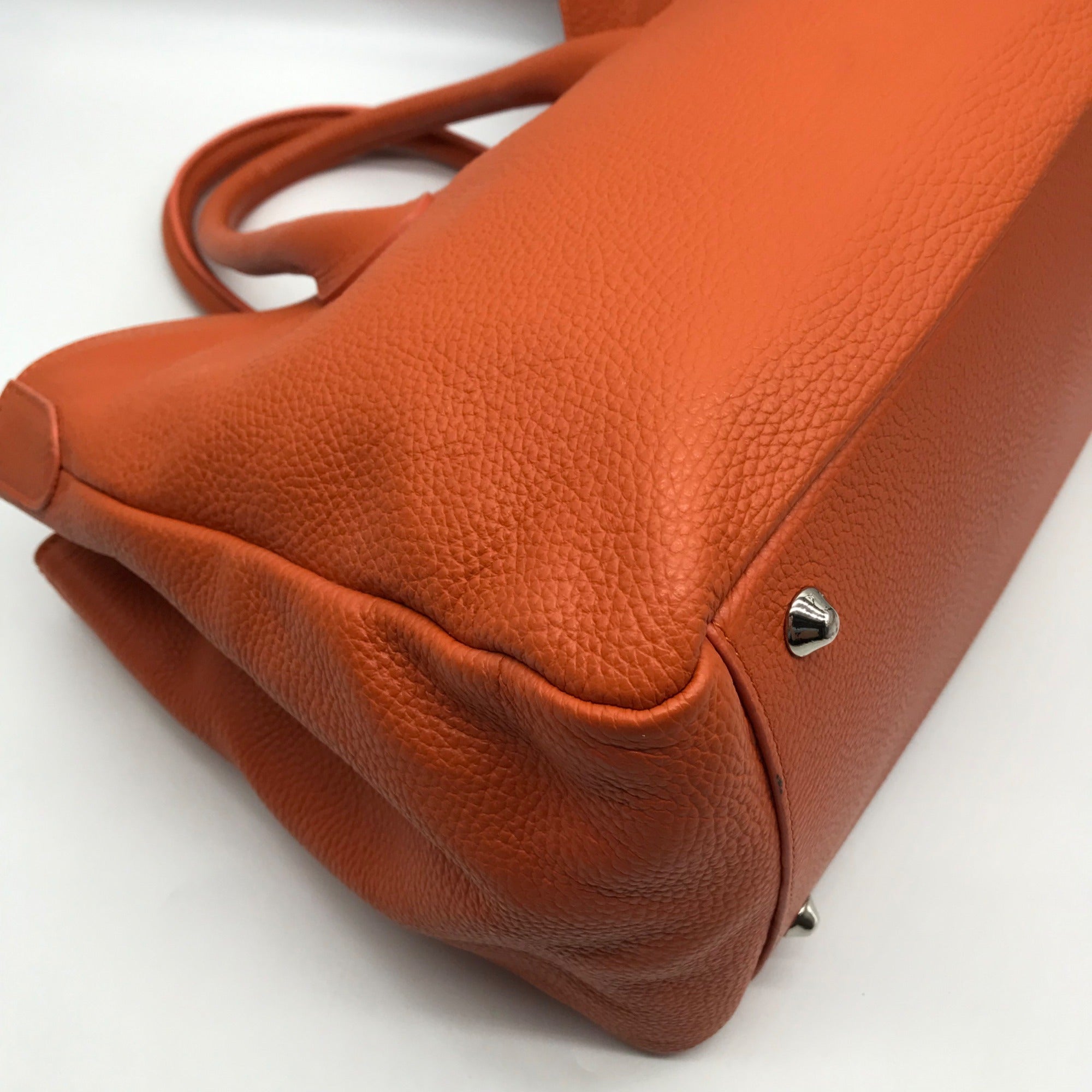 Mark &amp; Graham Orange Pebbled Leather Elisabetta Slouch Leather Tote Bag