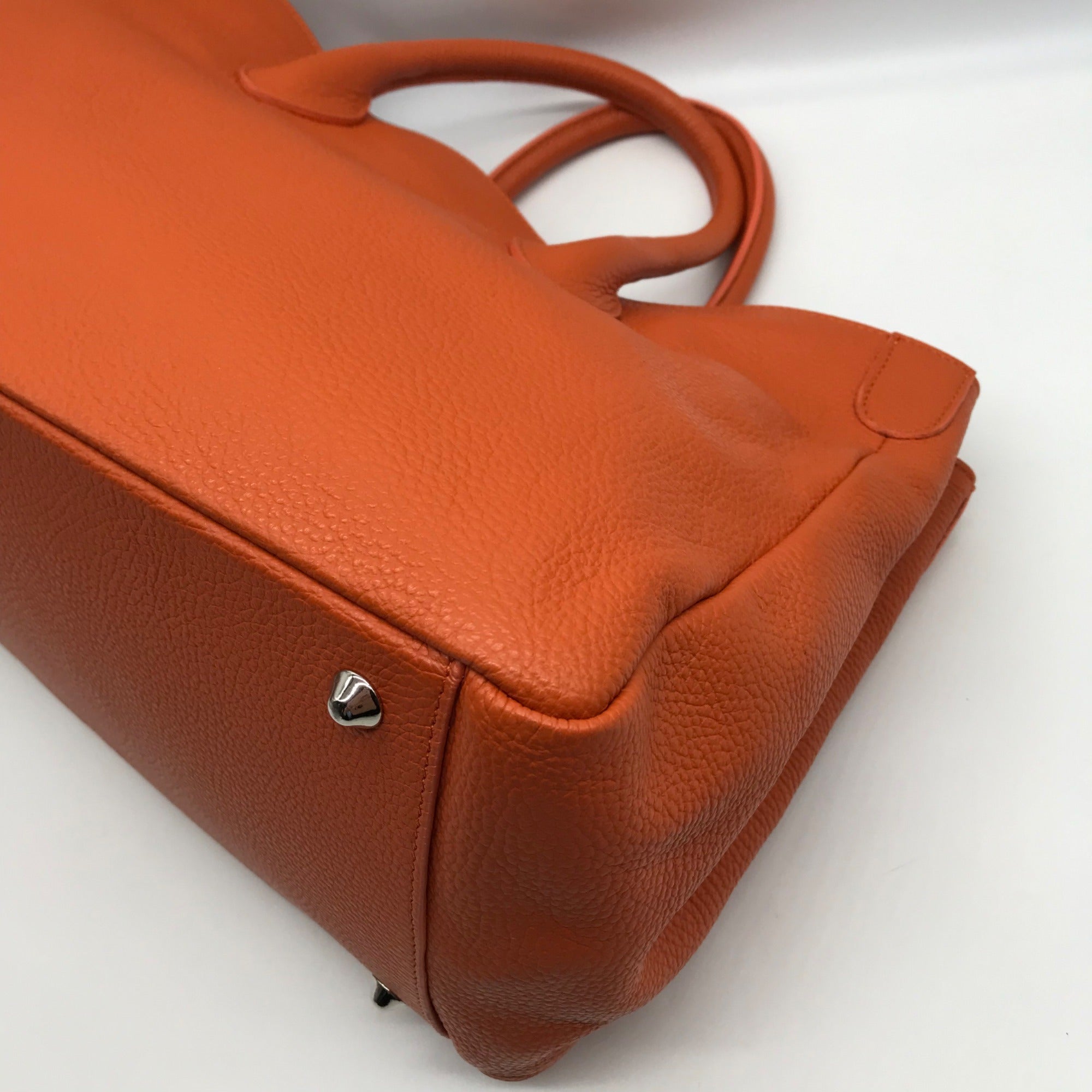 Mark &amp; Graham Orange Pebbled Leather Elisabetta Slouch Leather Tote Bag