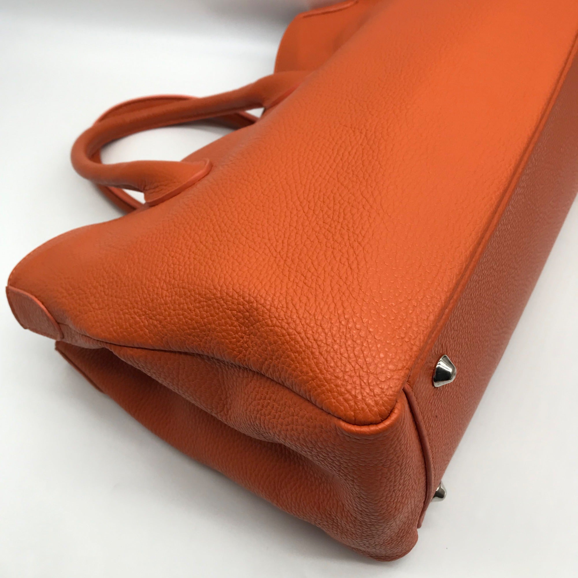 Mark &amp; Graham Orange Pebbled Leather Elisabetta Slouch Leather Tote Bag