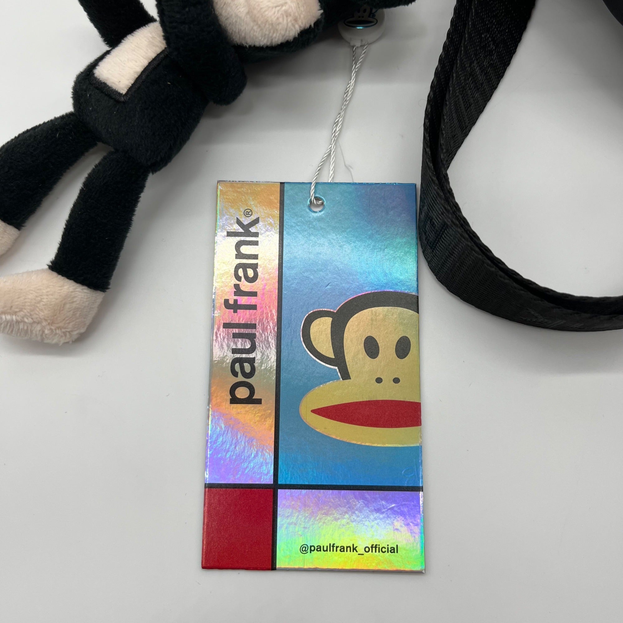 Paul Frank Black Nylon Backpack W/ Monkey Charm and Three Pins