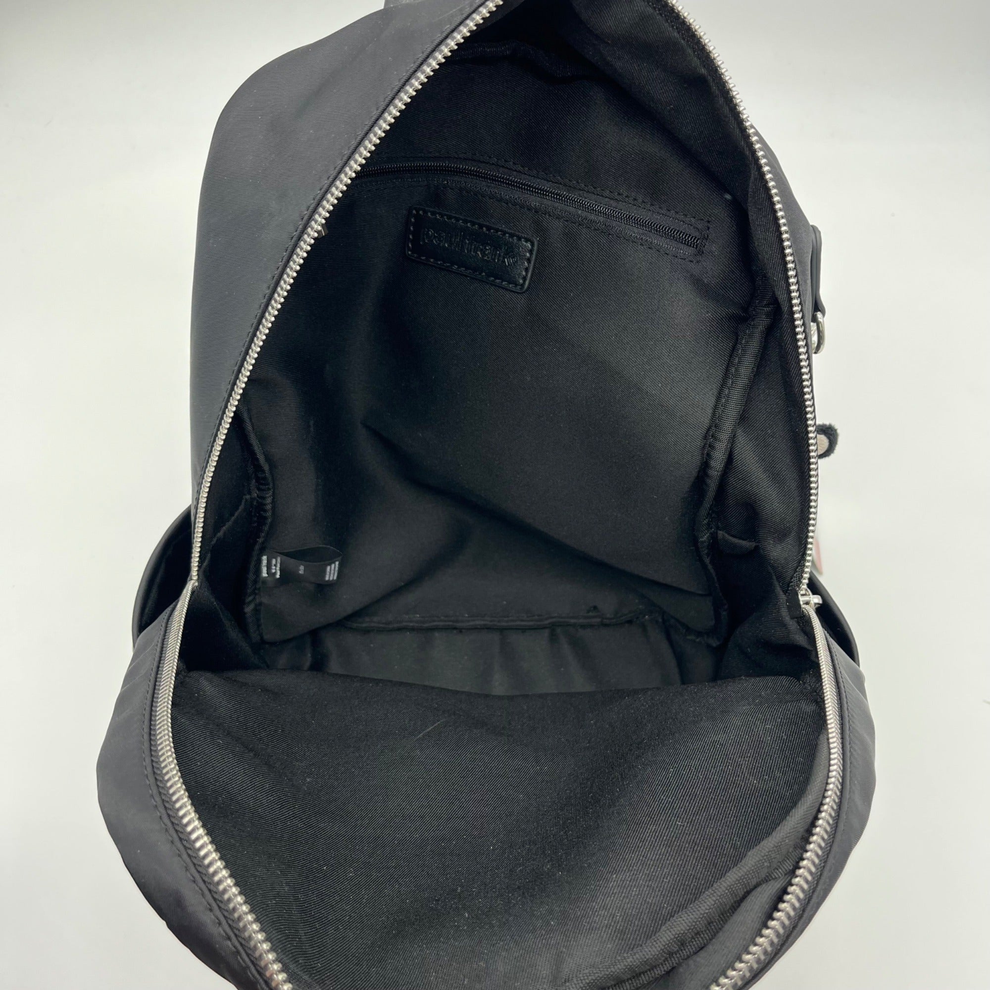 Paul Frank Black Nylon Backpack W/ Monkey Charm and Three Pins