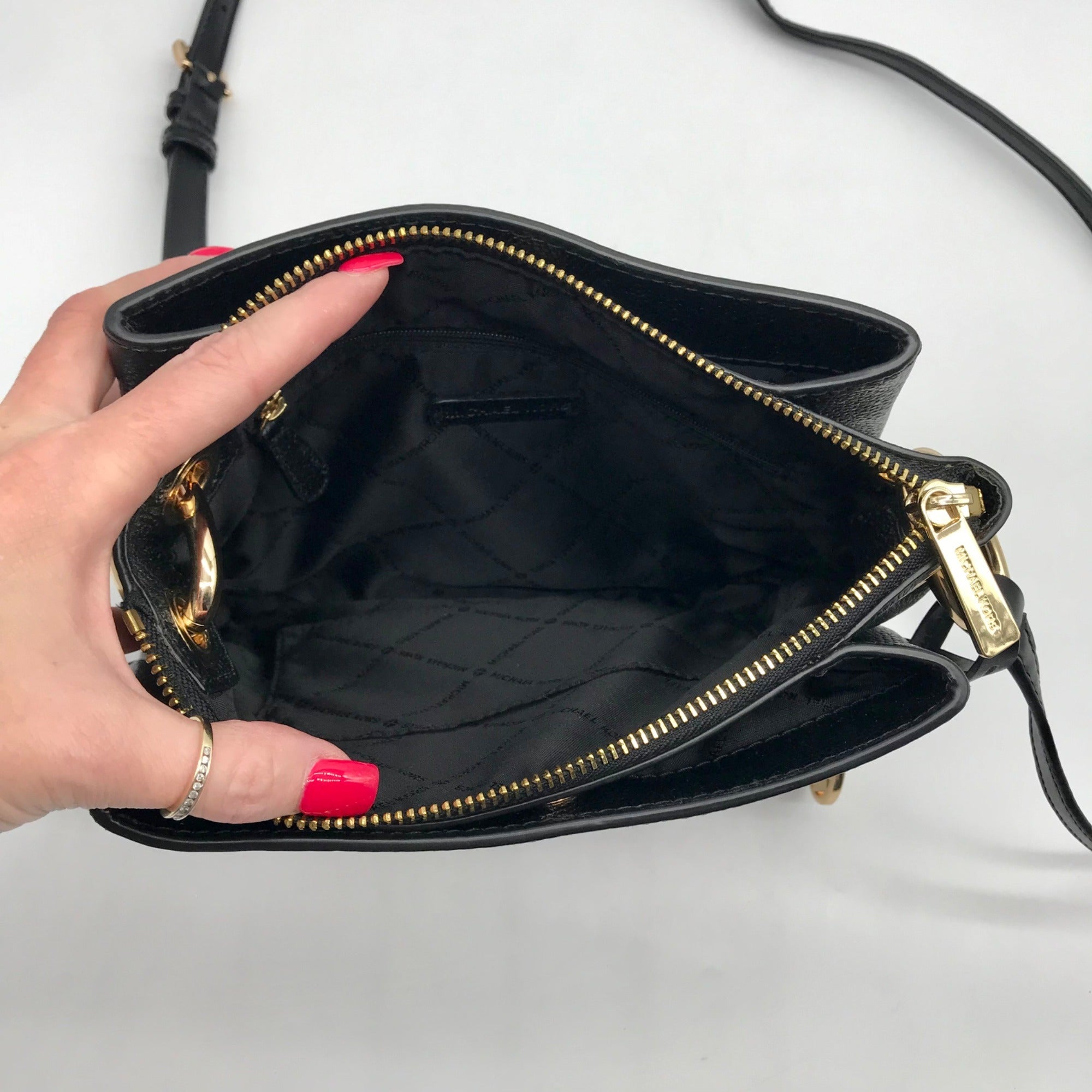 Michael Kors Black Leather Nicole Triple Compartment Crossbody Bag