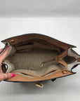 Michael Kors Brown And White Leather Hamilton Satchel Bag