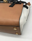 Michael Kors Brown And White Leather Hamilton Satchel Bag