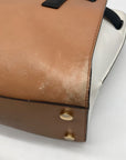 Michael Kors Brown And White Leather Hamilton Satchel Bag