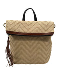 Patricia Nash Beige Raffia And Leather Luzille Convertible Backpack