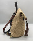 Patricia Nash Beige Raffia And Leather Luzille Convertible Backpack