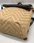 Patricia Nash Beige Raffia And Leather Luzille Convertible Backpack