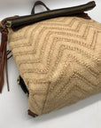 Patricia Nash Beige Raffia And Leather Luzille Convertible Backpack