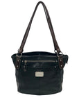 Stone Mountain Black Crocodile Embossed Leather Shoulder Bag